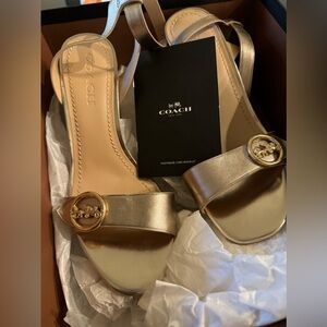 Coach Champagne gold women's heels 9.5